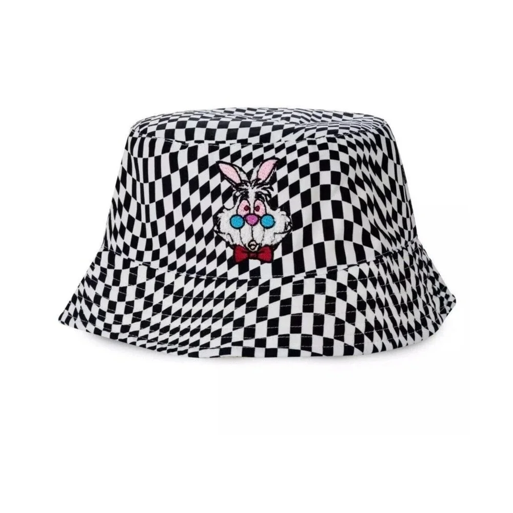 New Disney Parks Alice in Wonderland White Rabbit Checkerboard Bucket Hat Adults